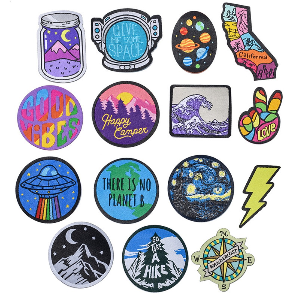 Sewing Labels - Patch Bordir Motif Kartun Lanskap Luar