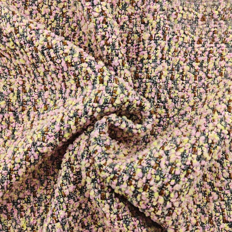Sewing Tweed - Kain Tweed Rajut Warna Pink Berbahan