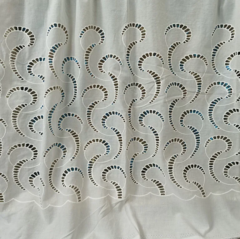 Kain katun 100% bersulam denga - Sewing Eyelet Fabric ulasan dan harga